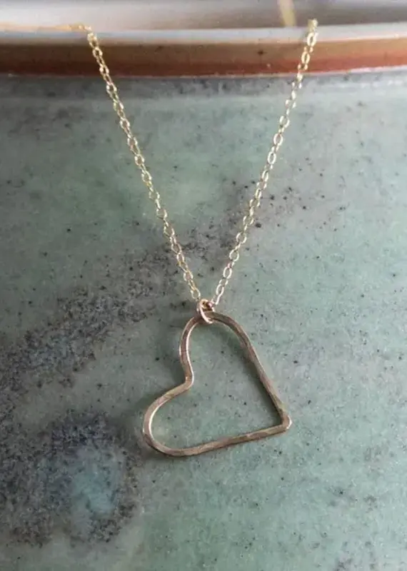 Open Heart Charm Necklace 14K Gold Fill