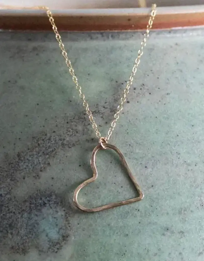 Open Heart Charm Necklace 14K Gold Fill