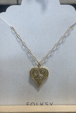 Intricate Swirls w/CZ Heart Necklace 14k Gold Filled