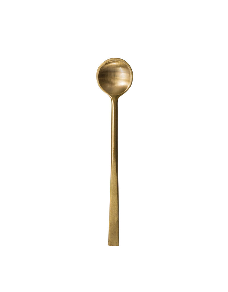 4-3/4"L Brass Spoon, Brushed Finish