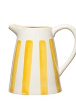 Hand-Painted Stoneware Pitcher with Yellow Stripes