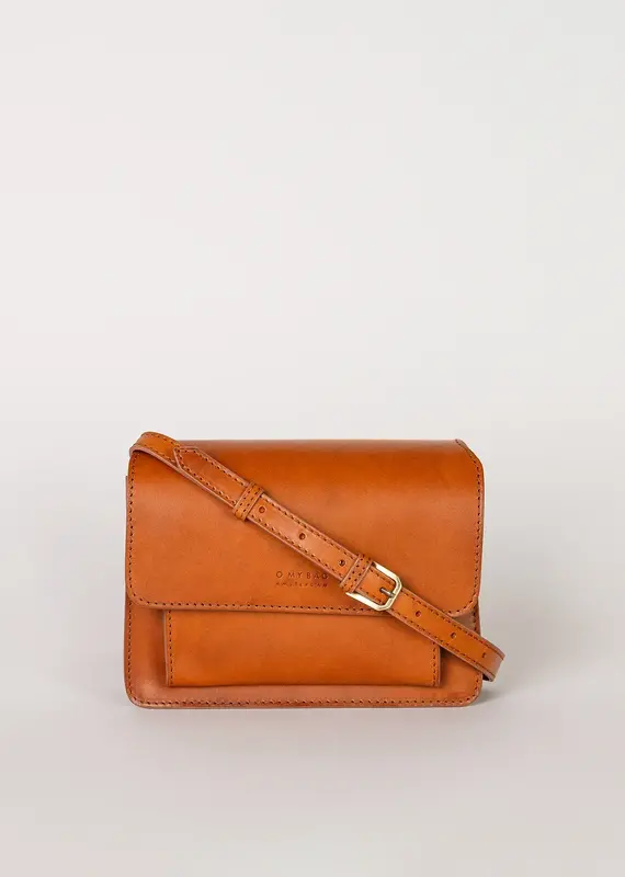Round Top Mini Classic Leather Purse in Cognac