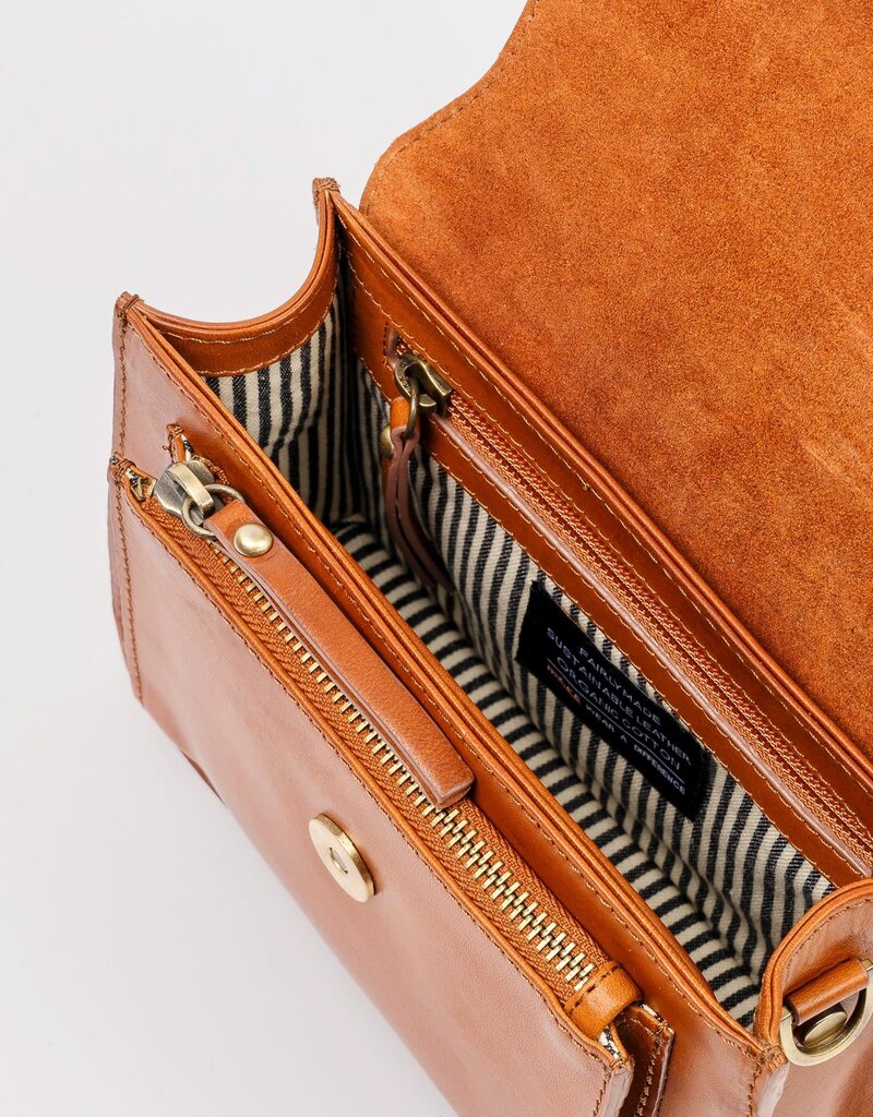 Round Top Mini Classic Leather Purse in Cognac