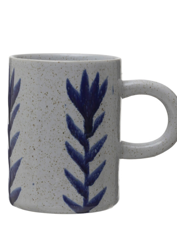 12 oz. Hand-Painted Stoneware Mug w/ Flower