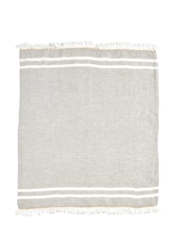 The Belgian Towel Guest towel 21.5x25.5 Gray stripe