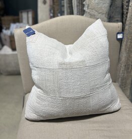 Natural Vintage French Grain Sack Pillow in Patchwork Pattern with 100% Down Insert