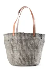 Mifuko Kiondo Shopper Market Basket - Light Grey - Size Medium - Sisal
