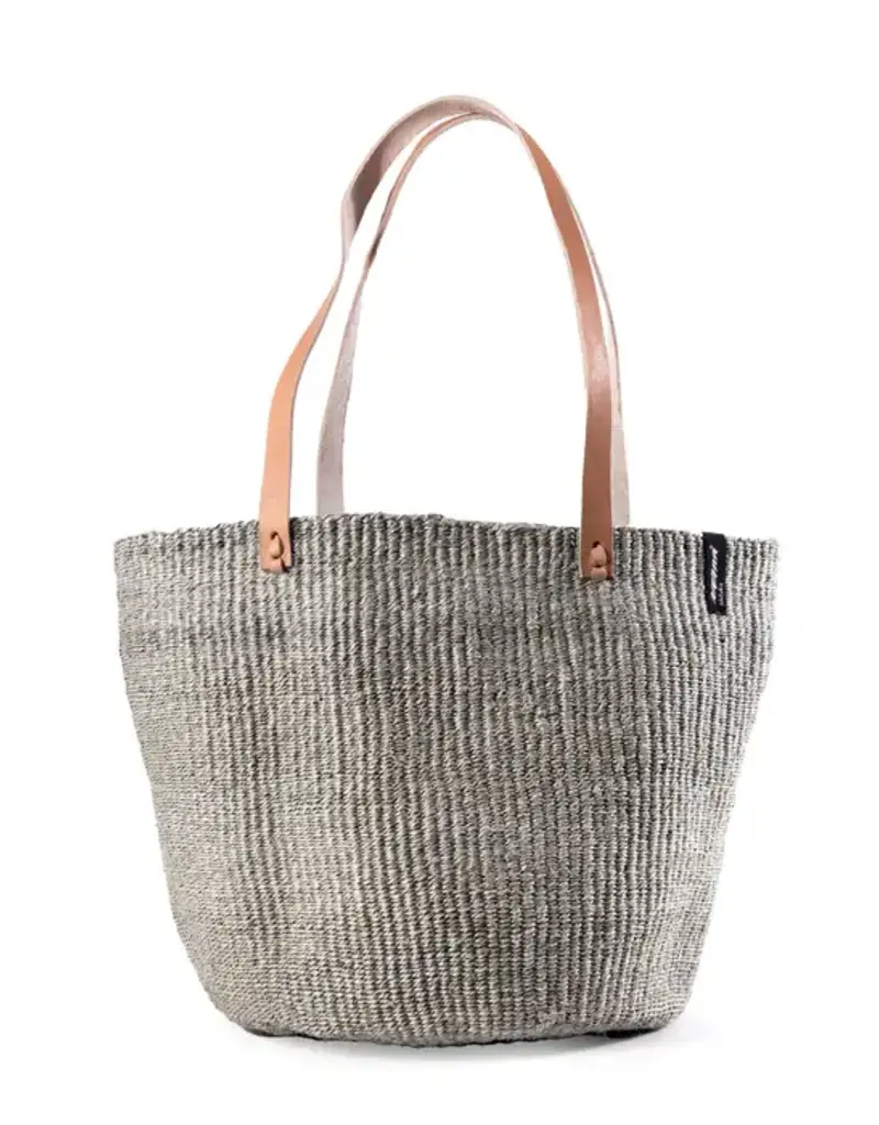Mifuko Kiondo Shopper Market Basket - Light Grey - Size Medium - Sisal