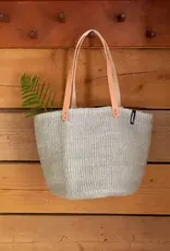 Mifuko Kiondo Shopper Market Basket - Light Grey - Size Medium - Sisal