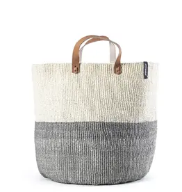 Mifuko Kiondo market basket | Natural and light grey duo L  Sisal
