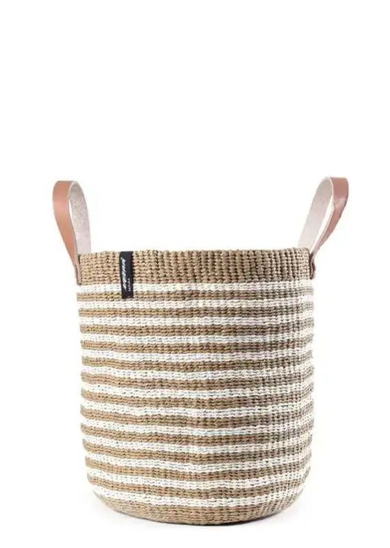 Mifuko Kiondo market basket | Thin brown stripes M  Paper **PRE-SALE**