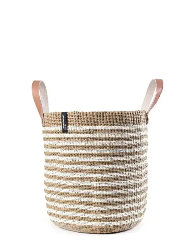 Mifuko Kiondo market basket | Thin brown stripes Size M Medium  Paper Fabric Shopping Shopper Bag
