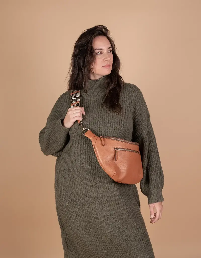 Desiree Bum Bag(Maxi)-Wild Oak- Soft Grain Leather- Crossbody - Adjustable Strap - Webbing Strap