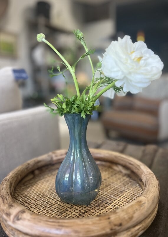 Debossed Glass Vase-Light blue