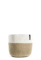 Mifuko Kiondo Basket | White and brown duo - Medium - Made with Paper