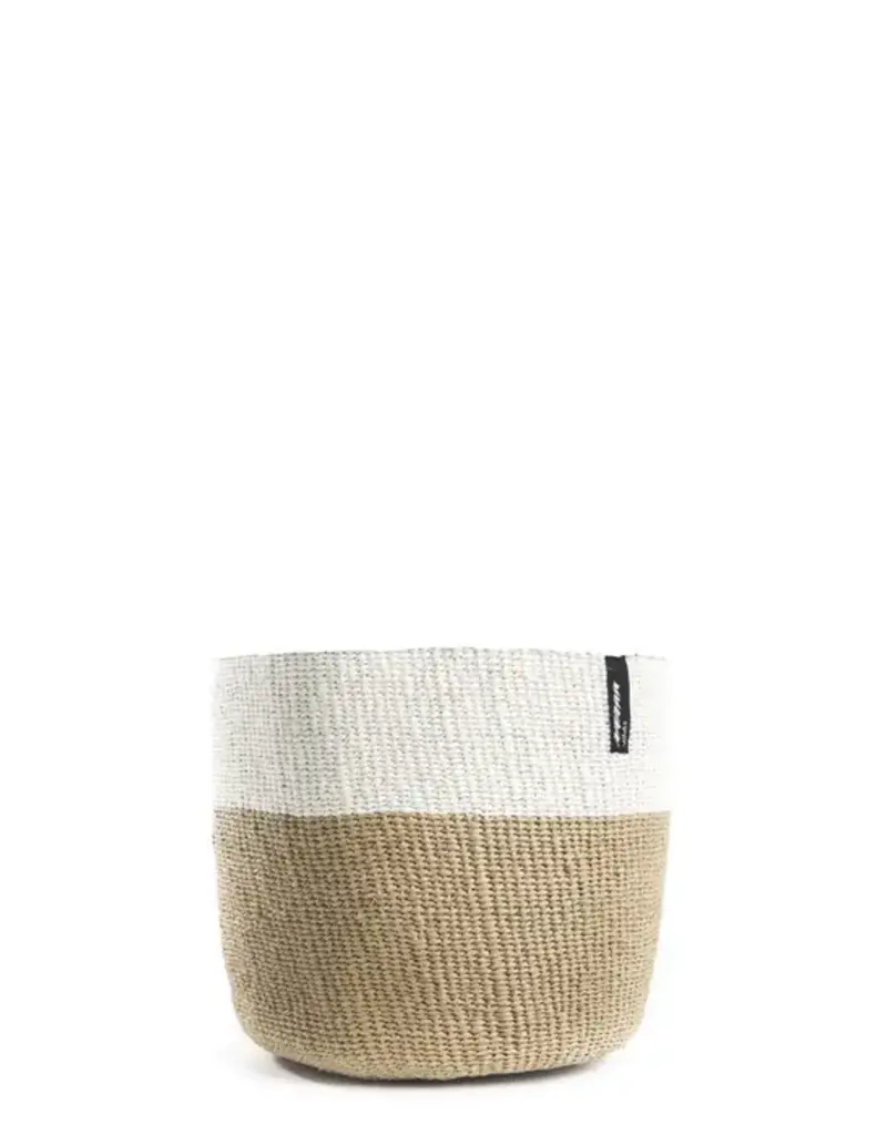 Mifuko Kiondo Basket | White and brown duo - Medium - Made with Paper