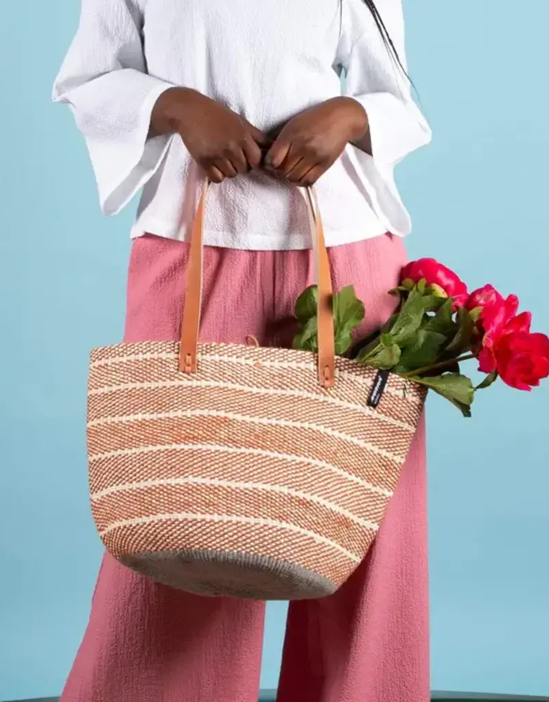 Mifuko Pamba shopper basket | Terracotta twill weave Size M Medium Market Basket Shopper Shopping Bag
