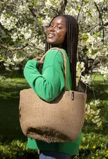 Mifuko Kiondo Shopper Basket -Brown -Woven handles - Size Medium - Market Basket Shopper Shopping Bag