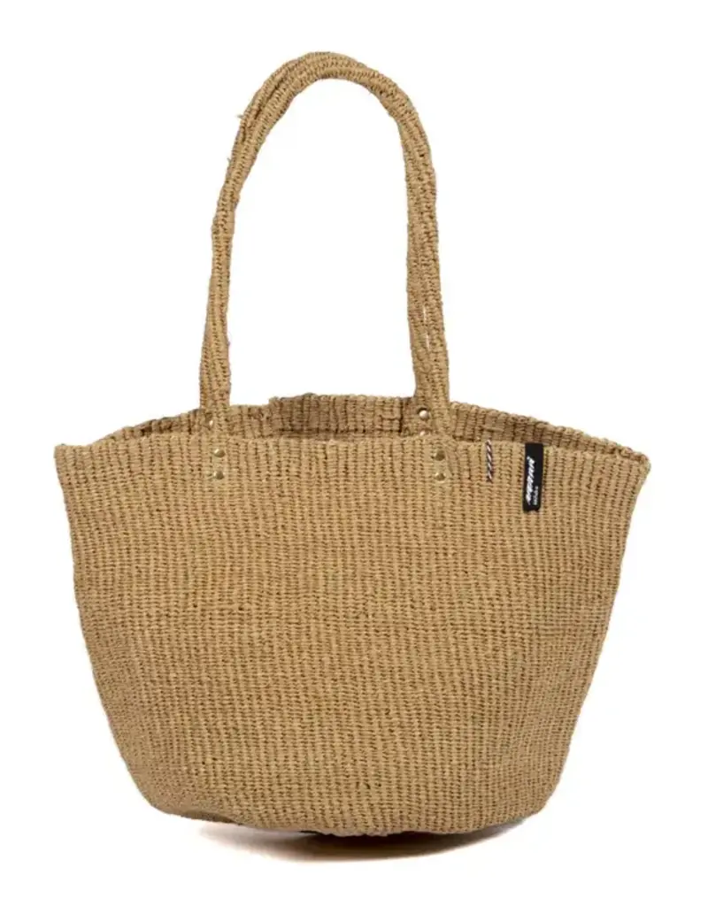 Mifuko Kiondo Shopper Basket -Brown -Woven handles - Size Medium - Market Basket Shopper Shopping Bag