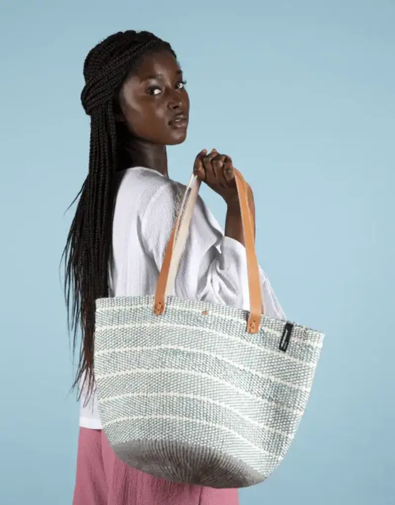 Mifuko Pamba shopper basket | Light blue twill weave M Size M Medium Market Basket Shopper Shopping Bag