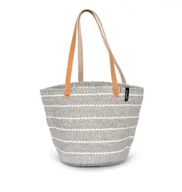 Mifuko Shopper Basket in Light Grey and Twill Weave