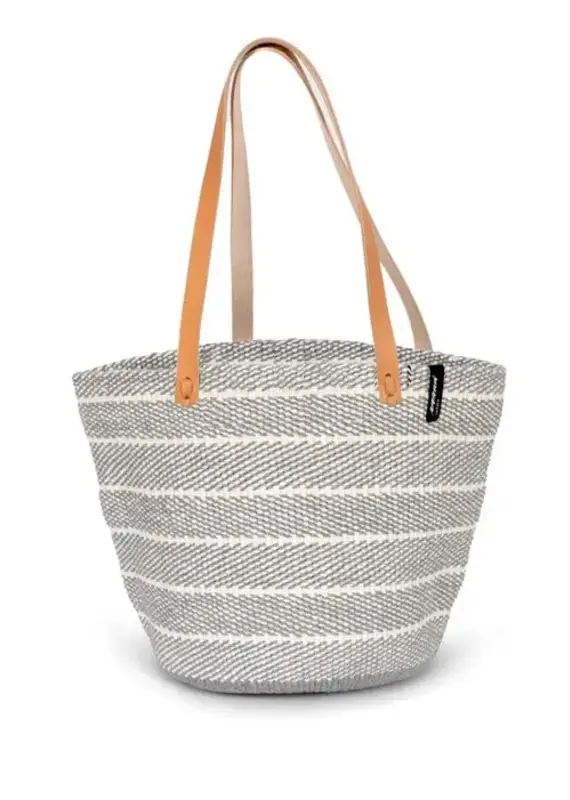 Mifuko Shopper Basket in Light Grey and Twill Weave