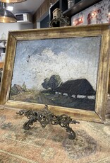 Laurier Blanc Small Antique Painting and Easel