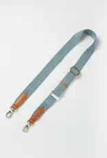 Herringbone Webbing Strap ­ Jade / Cognac Classic Leather