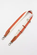 Striped Webbing Strap ­ Copper & White / Cognac Classic Leather