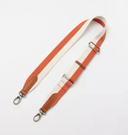 Striped Webbing Strap ­ Copper & White / Cognac Classic Leather