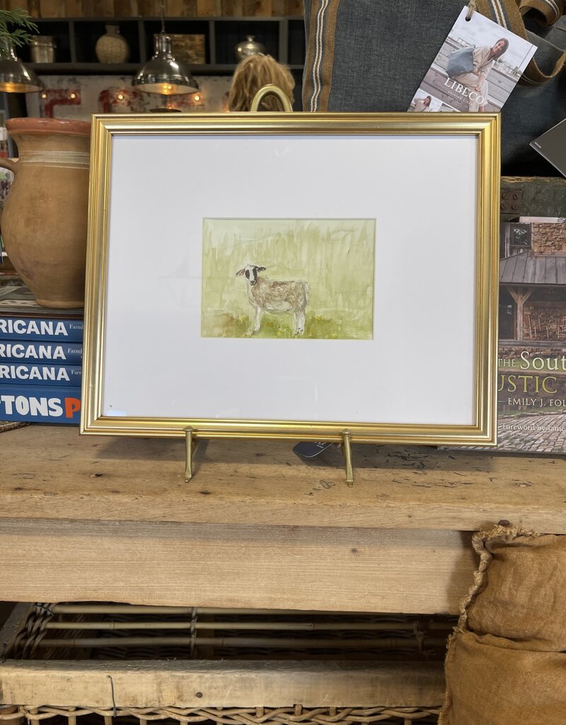 Staci Davies 5" x 7" Little Lamb Watercolor Staci Davies Original Art-Framed 15" L x 12" W