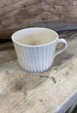 Wonki Ware Squat Mug -Small blue stripe 2 3/4" H x 3.5" W