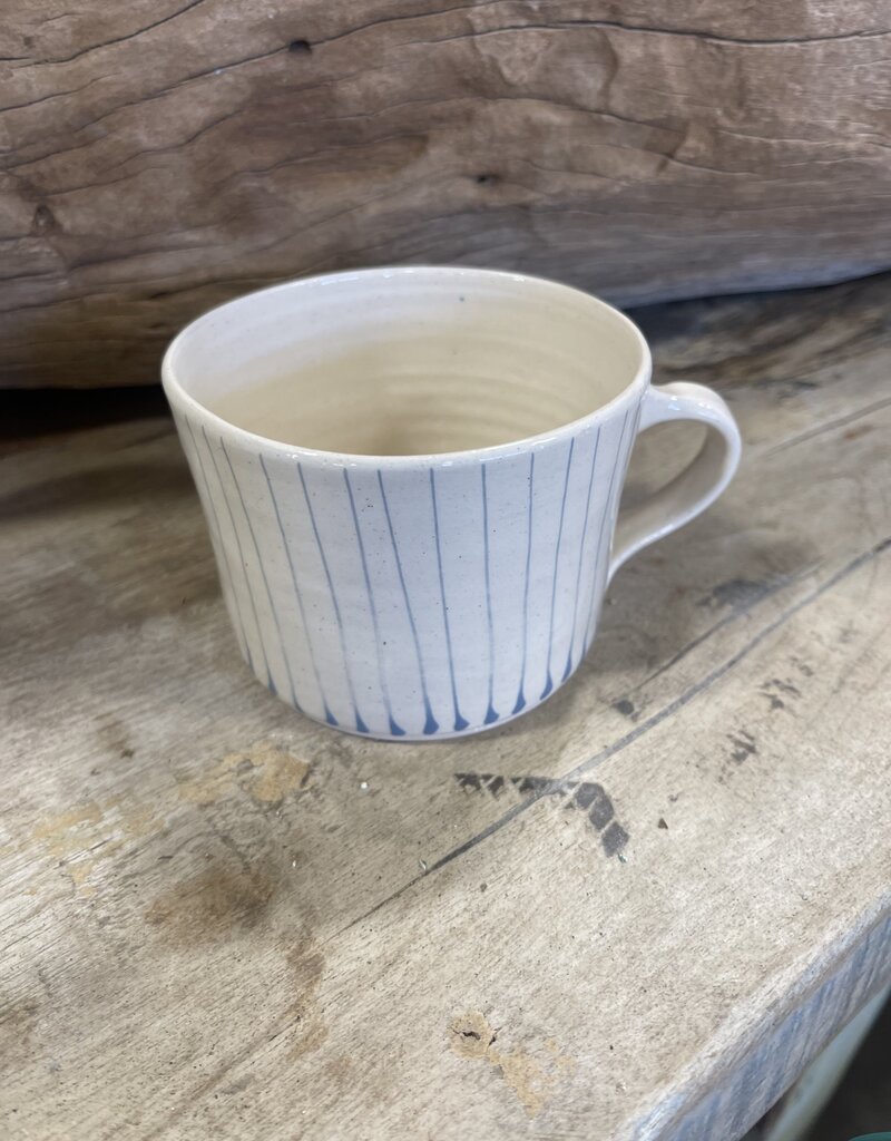 Wonki Ware Squat Mug -Small blue stripe 2 3/4" H x 3.5" W