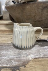 One.World Hand painted Creamer 125ml 2 3/4 " H x 3" W   jug stripe blue pitcher small mini