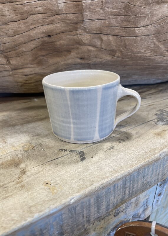 Wonki Ware Squat Mug -Thick blue stripe 2 3/4" H x 3.5" W