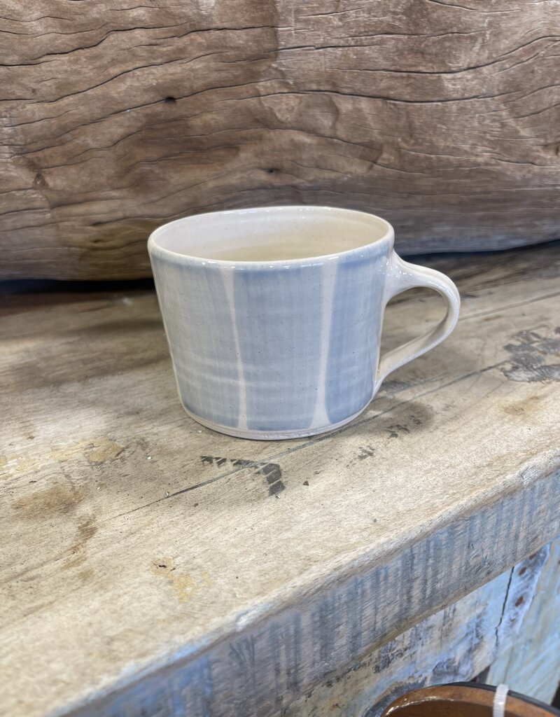 Wonki Ware Squat Mug -Thick blue stripe 2 3/4" H x 3.5" W