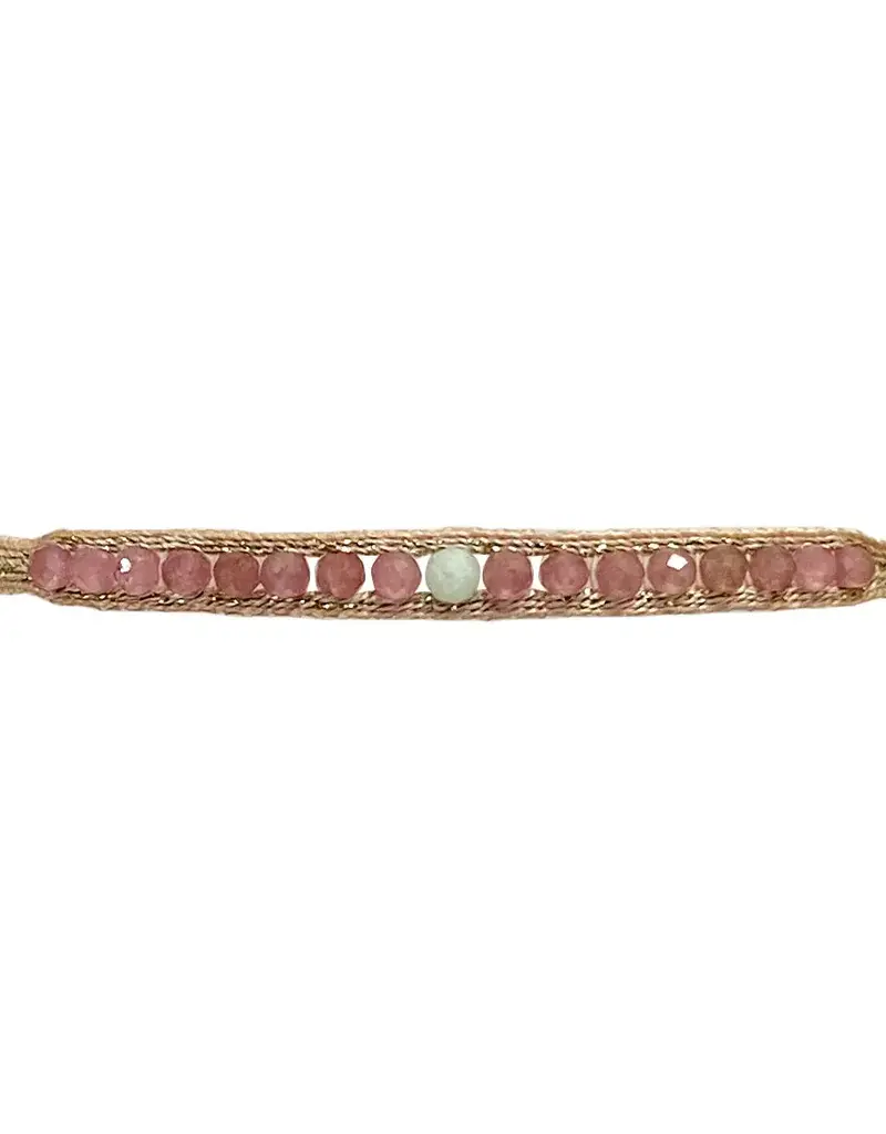 Frida 3 Handwoven Bracelet-Freshwater pearls Pink tourmaline semi-precious stone