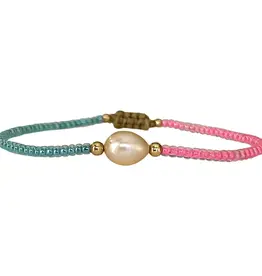 Amari 3 Bracelet - Pink/Turquoise beads, Fresh water Pearl 2mm