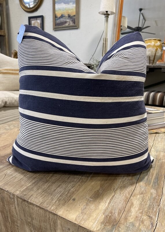French Ticking Pillow - Navy Blue