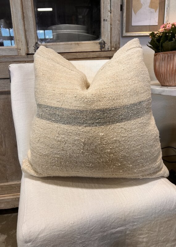 Grainsack Pillow - Solid Gray Stripe