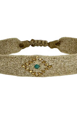 Golden 4 Handwoven Bracelet-Turquoise semi-precious stone & Gold vermeil  beads