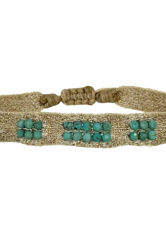 Abril Handwoven Bracelet -Turquoise semi-precious stones
