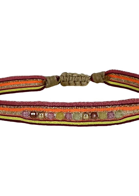 Color Zip Handwoven Bracelet - Intermixed semi-precious stones 14k gold filled beads