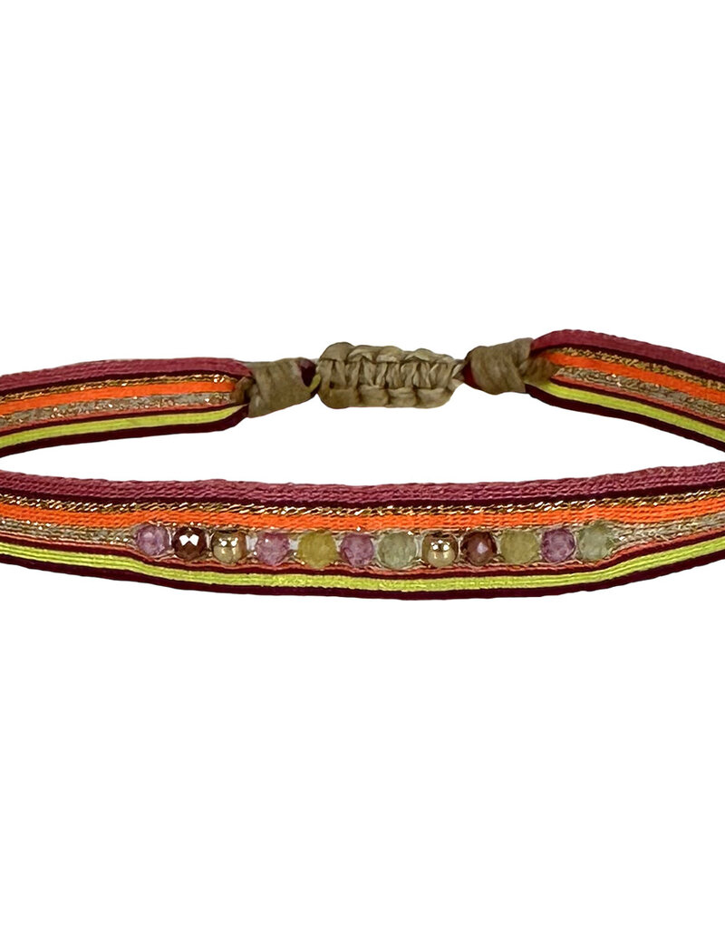 Color Zip Handwoven Bracelet - Intermixed semi-precious stones 14k gold filled beads