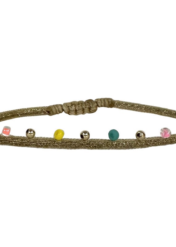 Stones Handwoven Bracelet - Intermixed Japanese glass beads, 14k gold filled beads