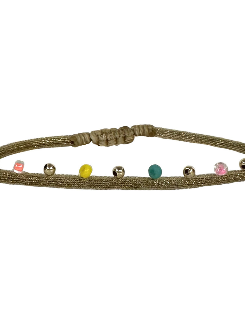 Stones Handwoven Bracelet - Intermixed Japanese glass beads, 14k gold filled beads