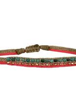 Harmony 2 Handwoven Bracelet- Turquoise semi-precious stones, Vermeil faceted beads
