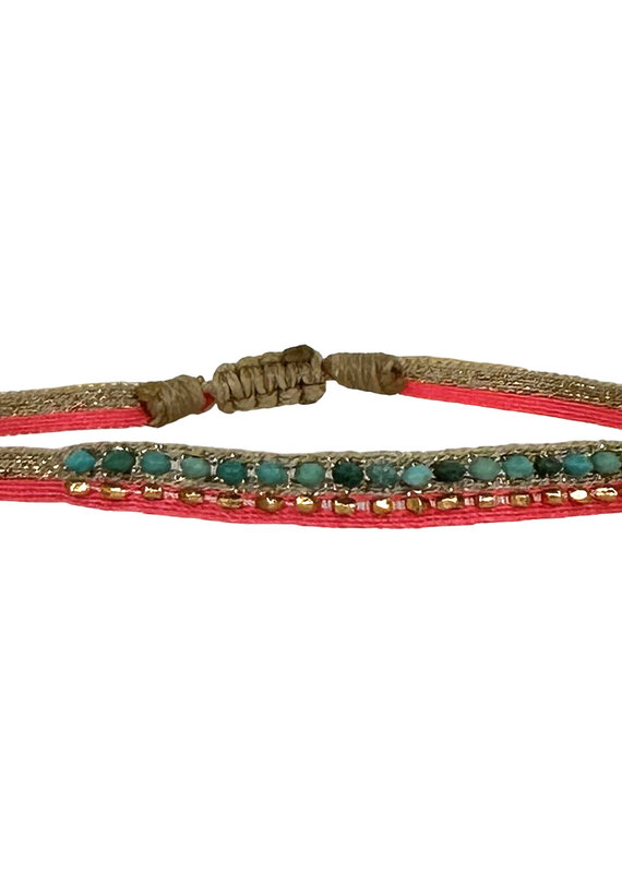 Harmony 2 Handwoven Bracelet- Turquoise semi-precious stones, Vermeil faceted beads