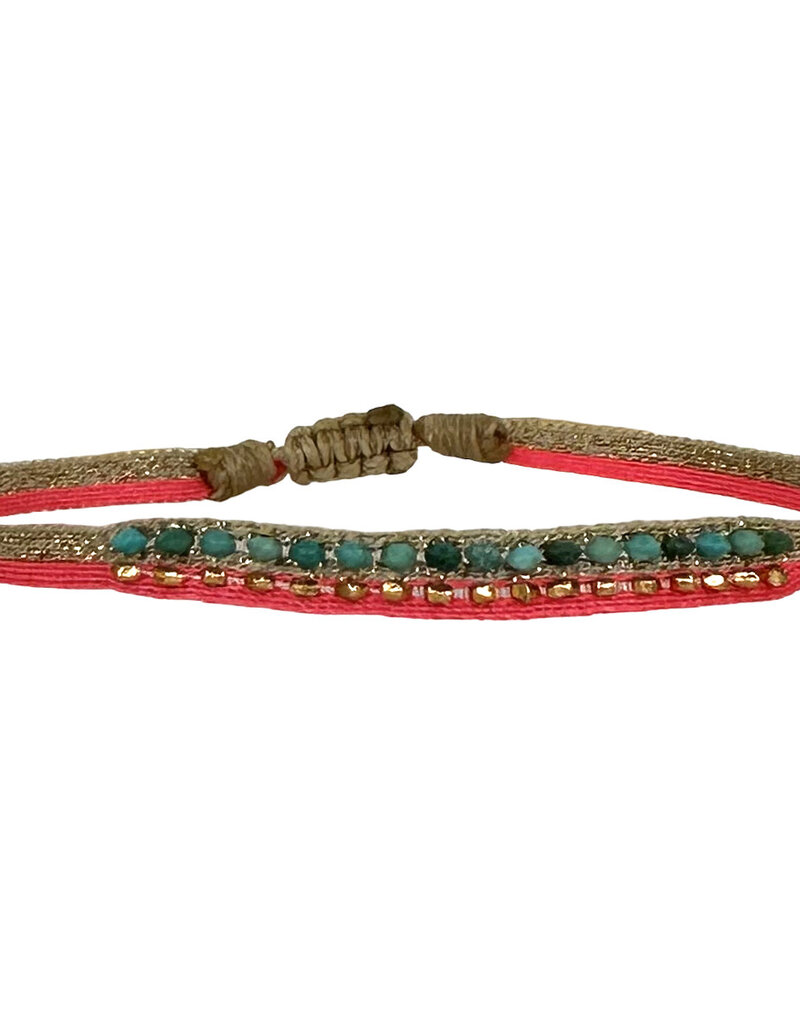 Harmony 2 Handwoven Bracelet- Turquoise semi-precious stones, Vermeil faceted beads