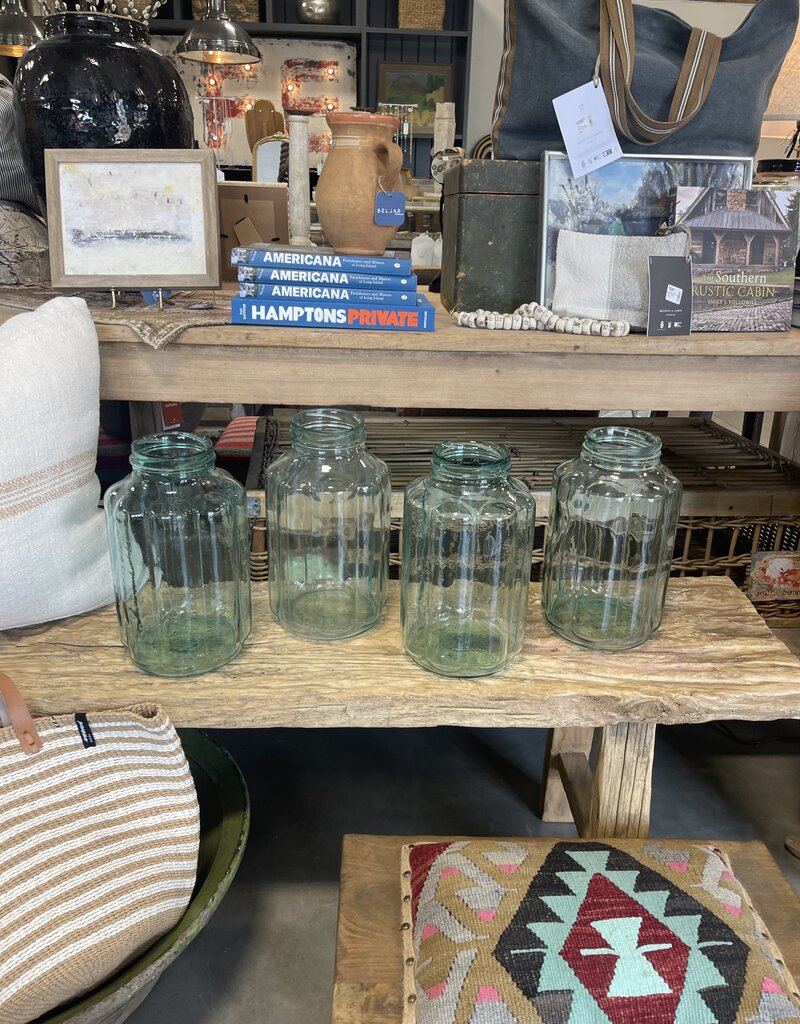 Ribbed Pickling Jar - Blue/Clear